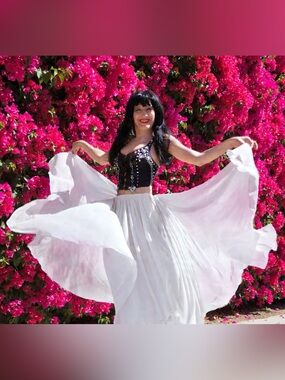 White chiffon double circle skirt Ameynra design 720" New